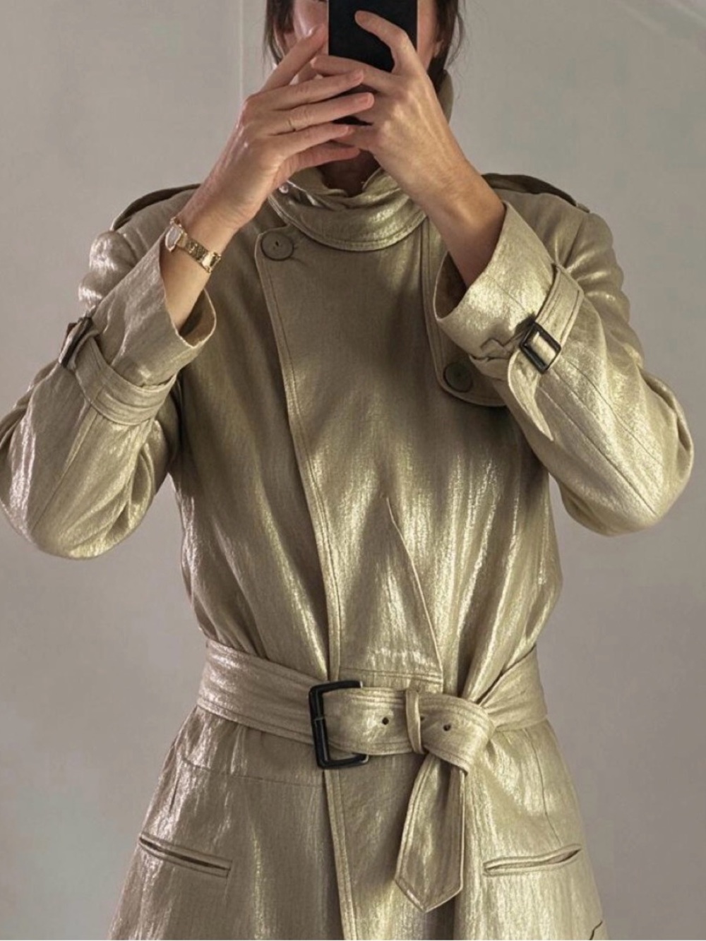 Vintage John Galliano Metallic Trench Skirt Suit Set